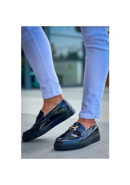 KB-027 Kuback Bağcıksız Kömür Rugan H Günlük Erkek Ayakkabı modelleri