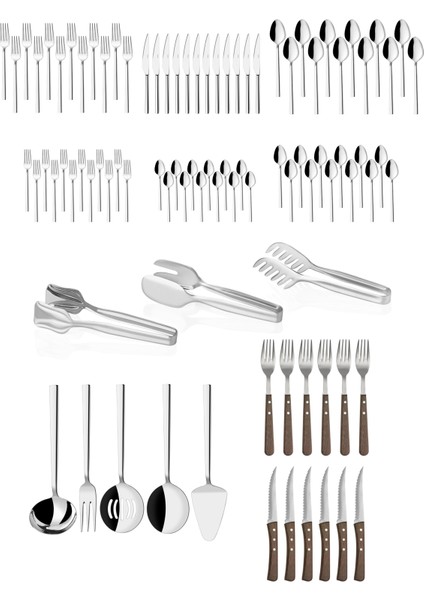 92 Parça Paslanmaz Çelik,deniz Model-12 Kişilik Çatal Kaşık Bıçak,steak Çatal-Bıçak,servis Seti