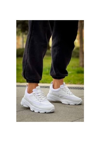 KB-707 Kuback Beyaz Cilt Yüksek Taban Bağcıklı Günlük Erkek Ayakkabı