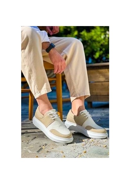 KB-042 Kuback Bağcıklı Bej Günlük Erkek Ayakkabı