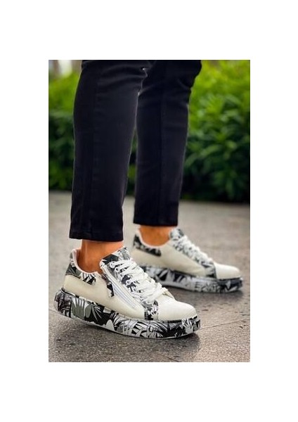 Kb-02 Kuback Bağcıklı Crocodile Beyaz Siyah Günlük Erkek Ayakkabı