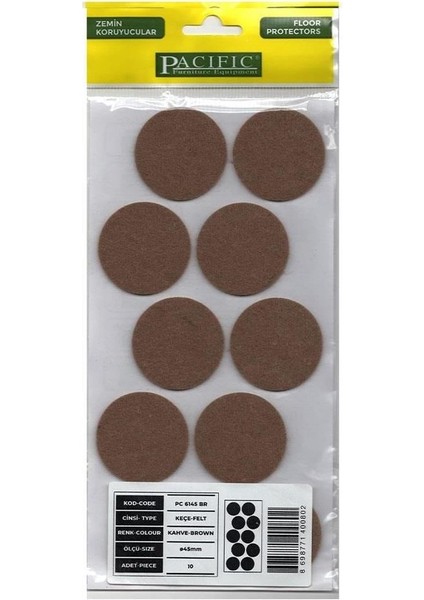 Yapışkanlı Keçe Zemin Koruyucusu Çap 45 mm-5 Adet
