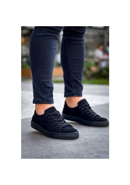 KB-122 Kuback Siyah Süet Siyah Yüksek Taban Bağcıklı Günlük Erkek Ayakkabı
