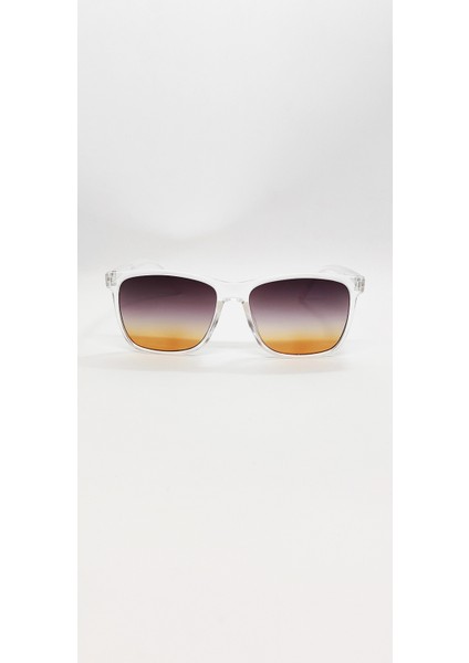 Şeffaf Kare Çerçeveli Degrade Cam Unisex Güneş Gözlüğü, Deri Kılıf Hediyeli fiyatları