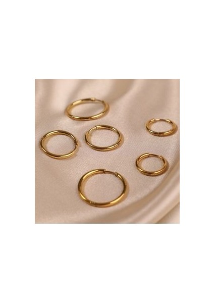 Çelik Kadın Küpe, 6'lı Halka, Gold Renk, No:59 modelleri
