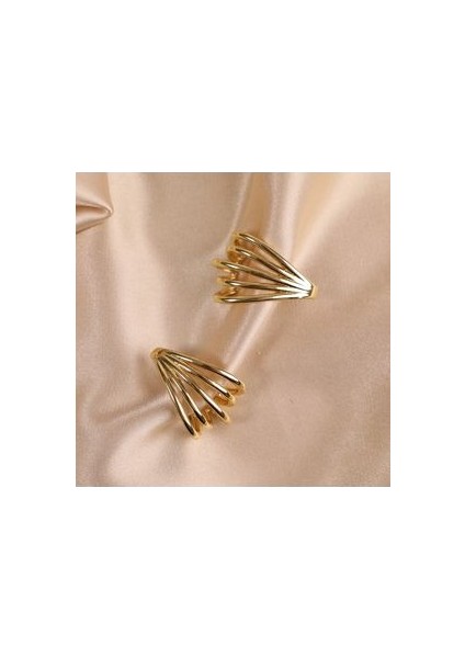 Çelik Kadın Küpe, 5 Sıra Yarım Halka, Gold Renk, No:67 fiyatları