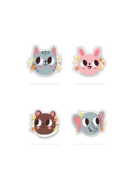 12 Adet Hayvan Desenli / Çok Tatlı Etiket / Kendinden Yapışkanlı Etiket / Yapışkanlı Sticker