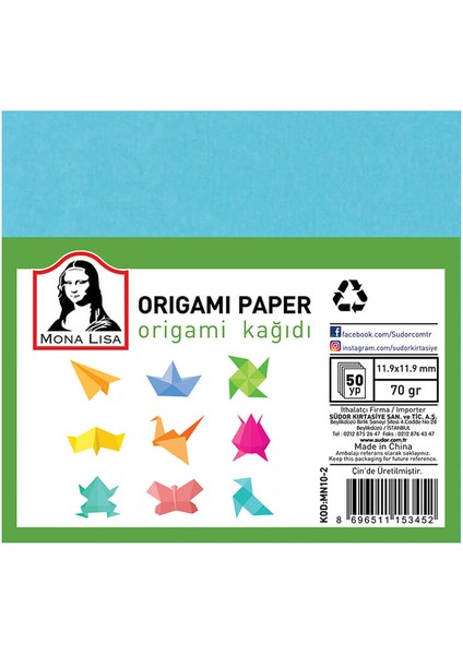 Mona Lisa Origami Kağıdı 12X12 Cm. 10 Renk 50 Adet