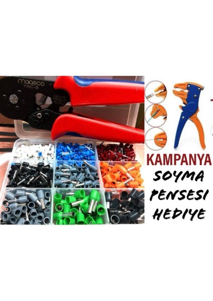 Yac-9(6 Köşeli) PENSE+1200 Adet Yüksük Seti 0,5-6 + Soyma (HEDİYE)