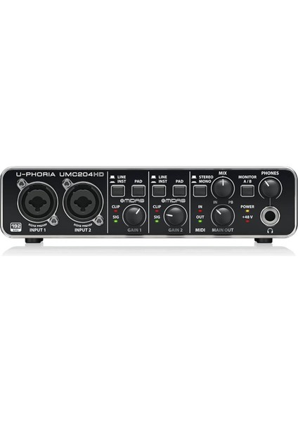 Behringer U-Phorıa UMC204HD Audiophile 2x4 USB Ses/mıdı Arayüzü, Mıdas Mikrofon Preamplifikatörleri, 24-BIT/192KHZ Çözünürlüklü Ses Kartı