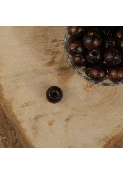 Vernikli Koyu Kahve Ahşap Boncuk 18 mm Işlenmemiş Ahşap Boncuk 1 kg