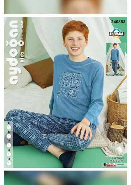 Erkek Garson Kaan Termal Bulut Mavisi Pijama Takım 0883