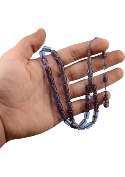 Özel Seri Imzalı Sistem Püsküllü 10X7 mm Kapsül Kesim Ateş Kehribar Tesbih