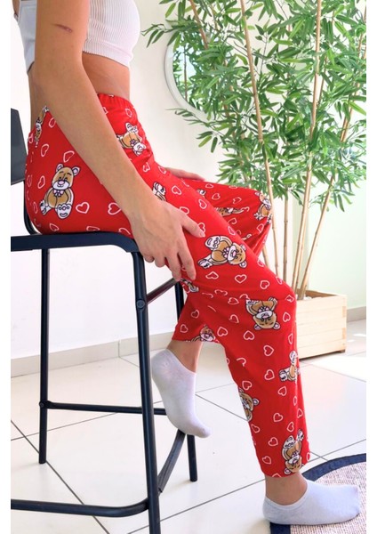 Dreamy Soft Kadife Dokulu Ayıcık Desenli Süet Pijama Altı Pantolon fiyatları