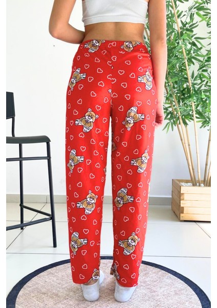 Dreamy Soft Kadife Dokulu Ayıcık Desenli Süet Pijama Altı Pantolon fırsatları