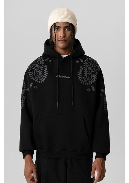 Desenli Oversıze Sweatshırt Siyah fiyatları