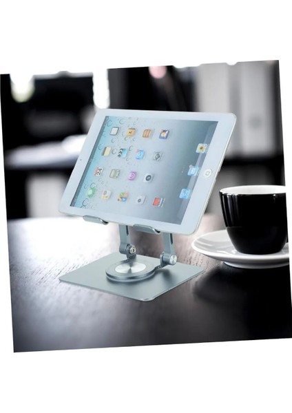 Masa Üstü Tablet Standı 360 Derece Dönebilen Lüks Katlanabilir Metal Tablet ve Telefon Tutucu Stant