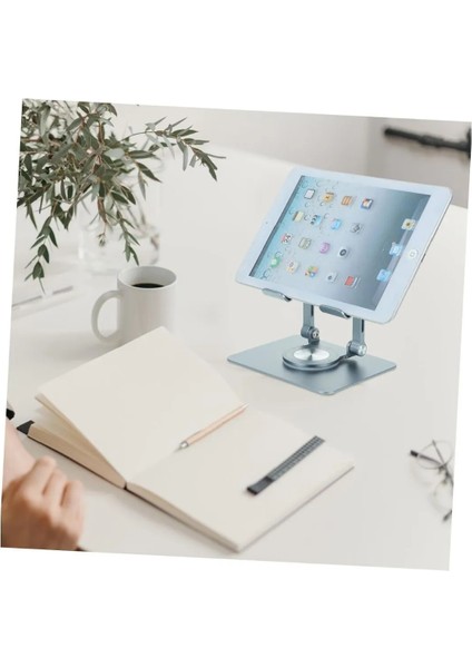 Masa Üstü Tablet Standı 360 Derece Dönebilen Lüks Katlanabilir Metal Tablet ve Telefon Tutucu Stant