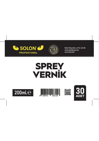 30 Adet (1 Koli) Profesyonel Parlak Sprey Vernik 200 ml