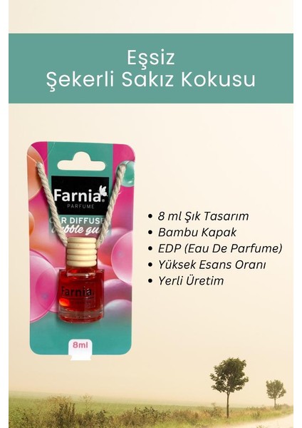 Yüksek Esanslı Askılı Araç Kokusu Edp Parfüm Tatlı Sakız 8 Ml