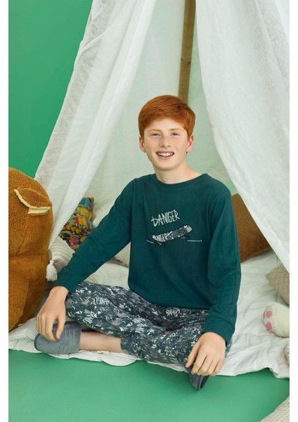 Erkek Garson Kaan Termal Deniz Yeşili Pijama Takım 0884