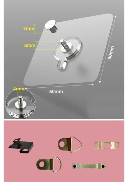 Eşya Tablo Resim Çerçeve Duvar Banyo Sabitleme Askısı Vidalı Tırnak Kanca Yapışkanlı Raf Tutucu Askı
