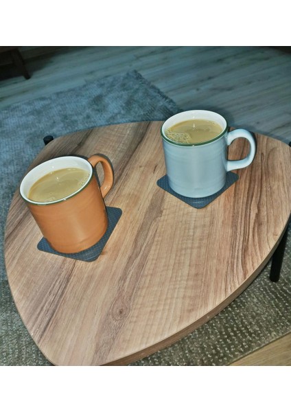6 Adet Antrasit Kare Nokta Desenli Suni Deri Bardak Altlığı Kaydırmaz, Su Emmez 1.2 mm Kalınlık modelleri