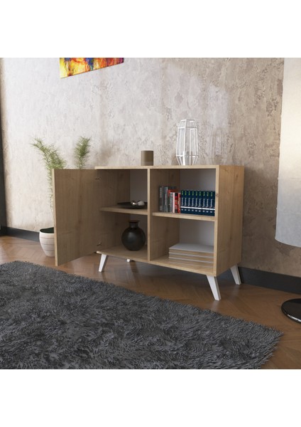 Avanos Çok Amaçlı Dolap Tek Kapaklı 2 Raflı Banyo Dolabı Mutfak Kiler Erzak Dolabı