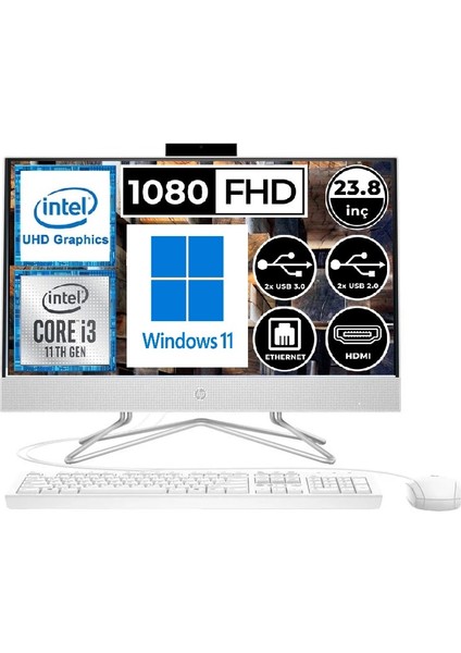 24-DF1017NT Intel Core I3-1115G4 16GB 256GB SSD 23.8" Fullhd Windows 11 Home All In One Bilgisayar A1XS4EA Snertech