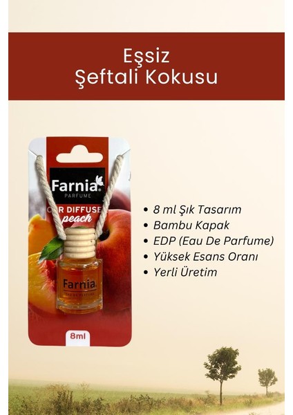 Yüksek Esanslı Askılı Araç Kokusu Edp Parfüm Şeftali 8 Ml