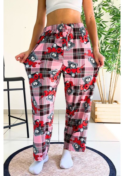 Farya Home X-Dreamy Büyük Beden Kadife Dokulu Desenli Süet Pijama Altı Pantolon