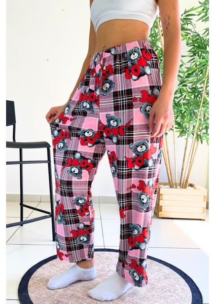 Farya Home X-Dreamy Büyük Beden Kadife Dokulu Desenli Süet Pijama Altı Pantolon