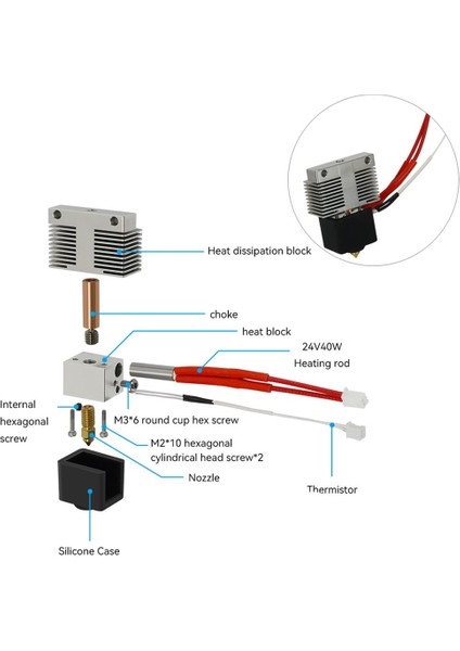 Elegoo Neptune 4-4 Pro Uyumlu Full Hotend Seti(Soğutucu Gövde Dahil)