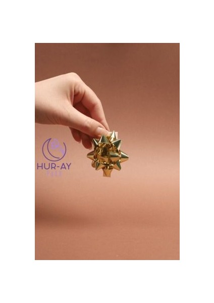 Gold Renk / Metalize Yıldız Hediye Süsü / Paketleme Rafyası