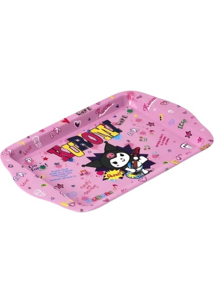 Pembe Mini Metal Tepsi Çocuk Tepsisi