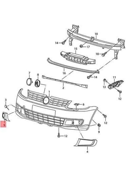 Sis Lamba Kapağı Caddy 10-15 (Sis Delikli) Sol (Oem No: 2K5853665A9B9)