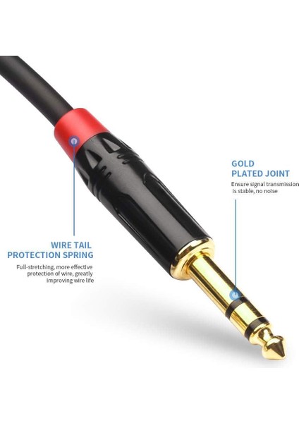 6.3 mm Trs Stereo Erkek - Erkek Kablo 1 mt