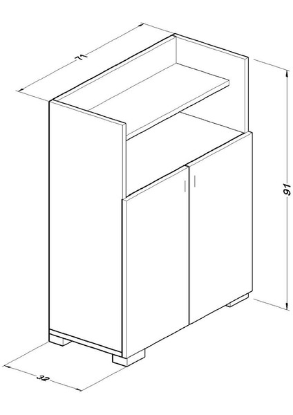 Boreas Design Kaman Çok Amaçlı Dolap 2 Kapaklı 2 Raflı Banyo Dolabı Mutfak Kiler Erzak Dolabı