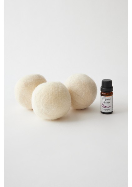 Yün Çamaşır Kurutma Makinası Topu- 3 Adet Xl %100 Organik (5 ml Esans Hediye)
