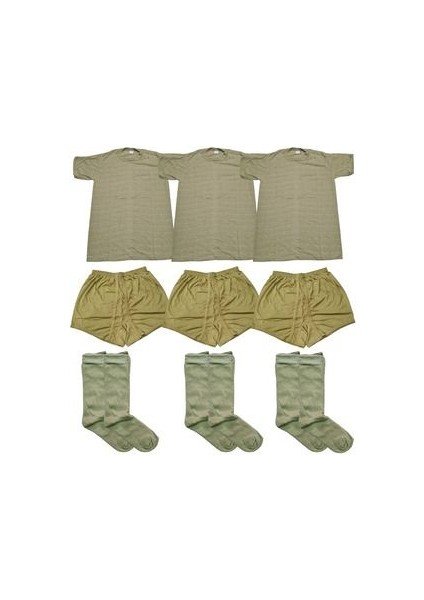 3 'lü Asker Çamaşır Seti Fanila Boxer Çorap Bedelli Askerlik