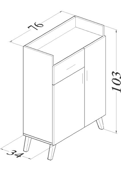 Boreas Design Latin Çok Amaçlı Dolap Çift Kapaklı 2 Raflı Banyo Dolabı Mutfak Kiler Erzak Dolabı