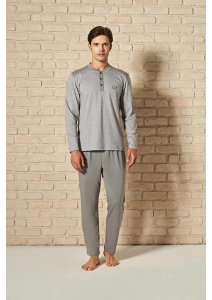 Erkek Gri Uzun Kol Pijama Takımı 1747