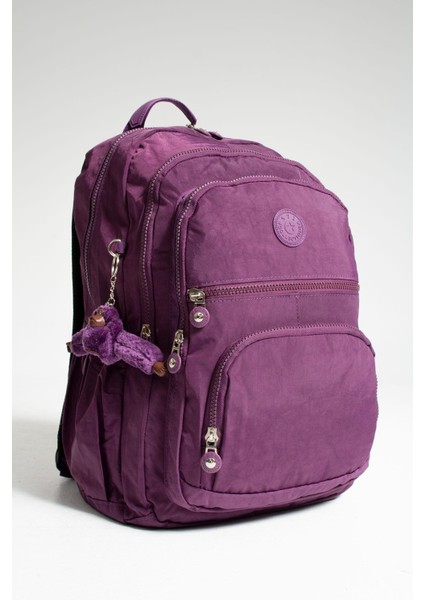 Krinkıl Suya Dayanıklı Büyük Boy Mor Klinkır Sırt Çantası/laptop Seyahat Okul Çanta 15,6 Lise
