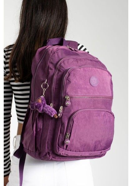 Krinkıl Suya Dayanıklı Büyük Boy Mor Klinkır Sırt Çantası/laptop Seyahat Okul Çanta 15,6 Lise modelleri
