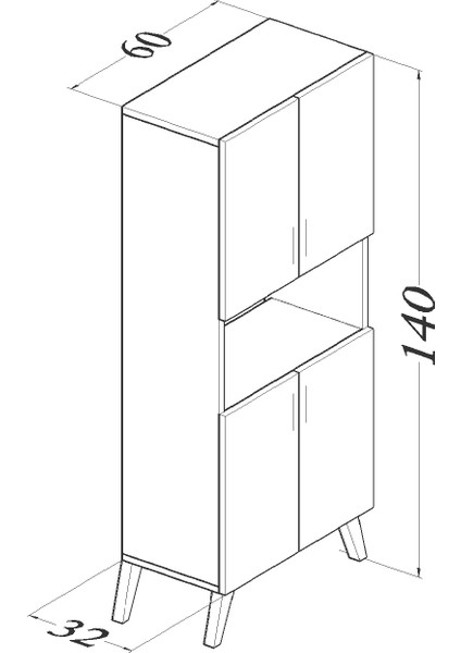 Boreas Design Madran Çok Amaçlı Dolap 4 Kapaklı Banyo Dolabı Mutfak Kiler Erzak Dolabı