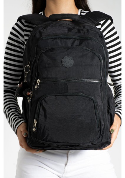 Krinkıl Suya Dayanıklı Büyük Boy Siyah Klinkır Sırt Çantası/laptop Seyahat Okul Çanta 15,6 Lise modelleri