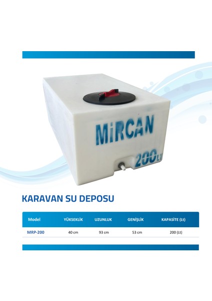 200 Lt Kare Su Deposu Tankı Bidonu Karavan