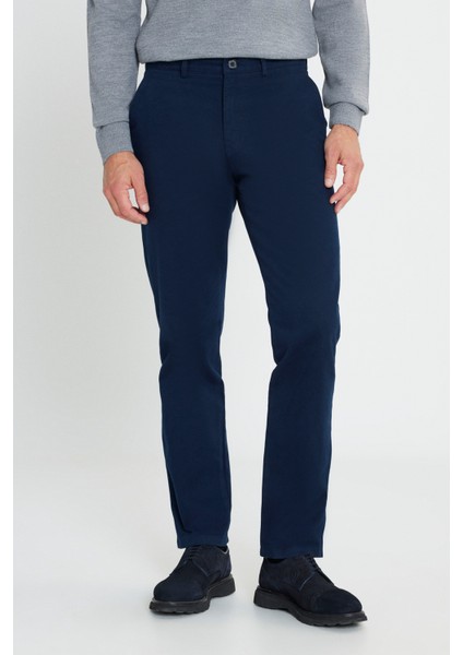 %100 Pamuk Comfort Fit Rahat Kesim Yan Cepli Pantolon