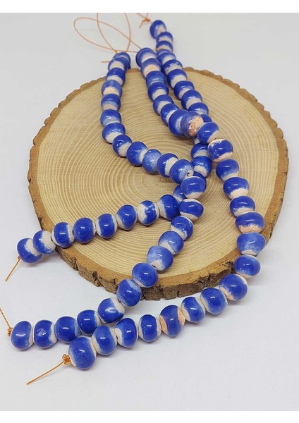 Mavi Renk Sırlı Seramik Boncuk Dizi 10-12MM/24CM (54142) modelleri