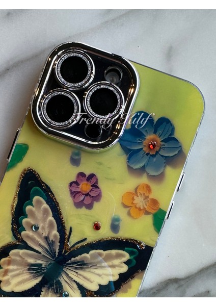 iPhone (15 Pro Max) Uyumlu 3 Boyutlu Sarı Kelebekli Kılıf fiyatları